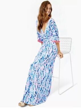 Lilly Pulitzer Maxi Dress Medium NWT Resort Tropical Dinner Party Coastal Chic